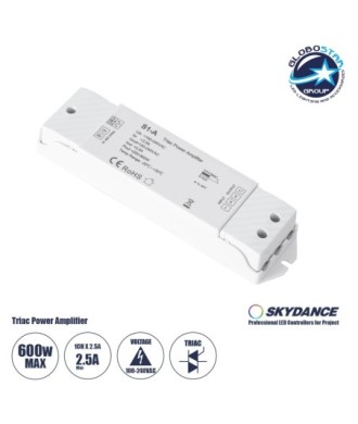 GloboStar® 73128 S1-A SKYDANCE AC Triac Amplifier 1 Κανάλι AC 100-240V 1 x 2.5A 600W - Max 2.5A 600W - IP20  Μ17.5 x Π4.5 x Υ2.5cm - 5 Χρόνια Εγγύηση